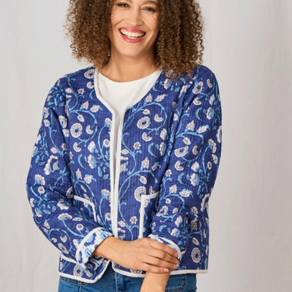LUELLA - Annika blue/ivory printed cotton jacket
