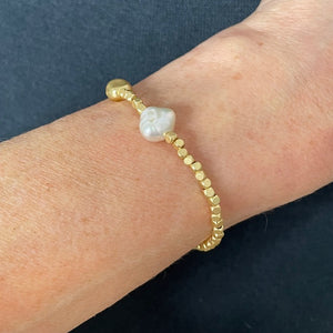 Dansk - Audrey pearl and matt gold bracelet
