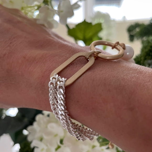DANSK - Audrey pearl, silver/gold Bracelet