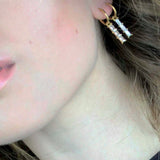 DANSK - 18K gold plate waterproof hoop earring with multi crystal cubic zirconia