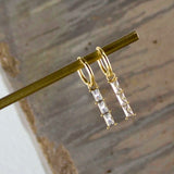 DANSK - 18K gold plate waterproof hoop earring with multi crystal cubic zirconia