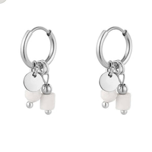 DANSK - Silver Waterproof multi pearl huggie earrings