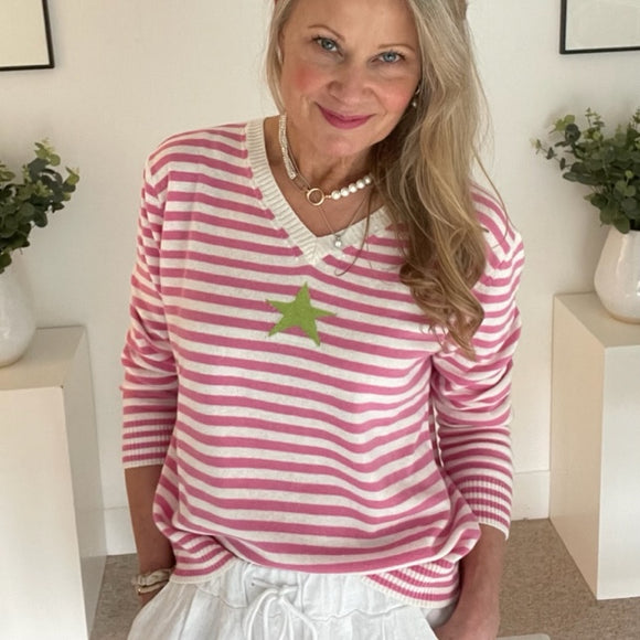 LUELLA - Padstow Cashmere in Pink/ivory/lime