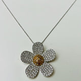 LOVE D - Silver long daisy necklace