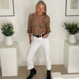 Y - Beige raised petals top
