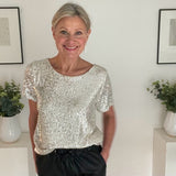 LUELLA - Platinum sequin t top