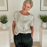 LUELLA - Platinum sequin t top