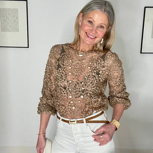 Y - Beige raised petals top