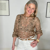 Y - Beige raised petals top