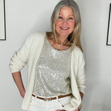 LUELLA - Platinum sequin t top