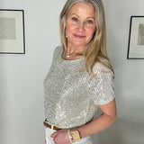 LUELLA - Platinum sequin t top