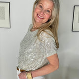 LUELLA - Platinum sequin t top