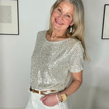 LUELLA - Platinum sequin t top