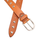 DEPECHE Tan Leather Silver Eyelet Design Jeans Belt