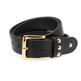 DEPECHE Classic black Jeans Belt With Gold Stud detail