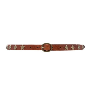 DEPECHE Gold Star Narrow Brown Belt