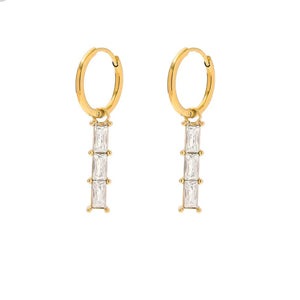 DANSK - 18K gold plate waterproof hoop earring with multi crystal cubic zirconia