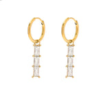 DANSK - 18K gold plate waterproof hoop earring with multi crystal cubic zirconia