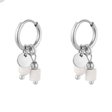 DANSK - Silver Waterproof multi pearl huggie earrings