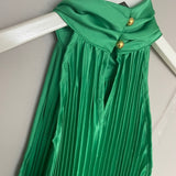 Y - Emerald green pleated midi dress