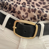 DEPECHE Large Rectangular Buckle leather Jeans Belt