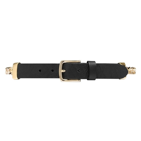 DEPECHE Gold Chain Belt With Leather Front