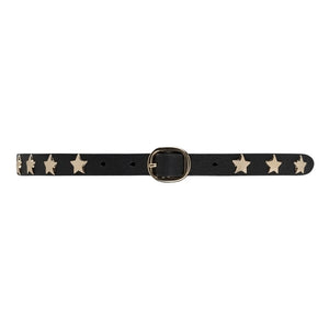 DEPECHE Gold Star Narrow Black Belt