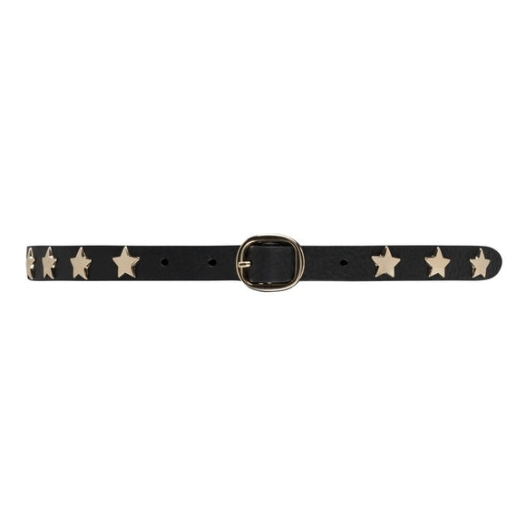 DEPECHE Gold Star Narrow Black Belt